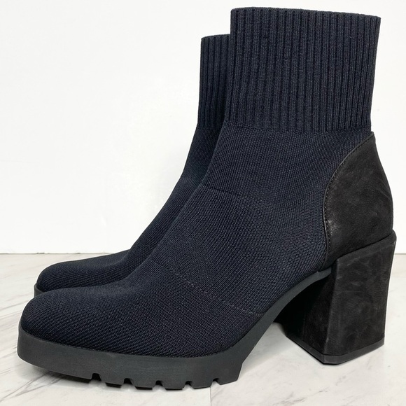 Eileen Fisher Spell Black Knit Heeled Bootie 8 1/2 - Picture 1 of 14